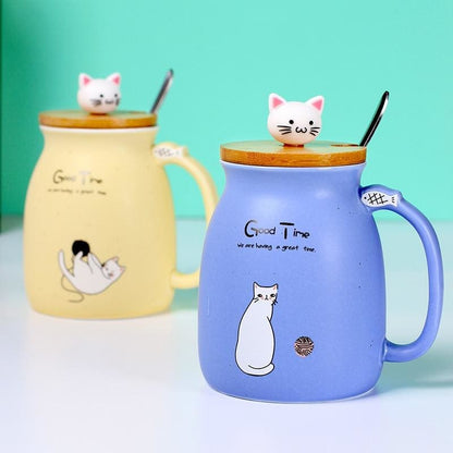 Cute Ceramic Cat Mug with Lid - Dishwasher & Microwave Safe-Cat Mug-1-Colydia