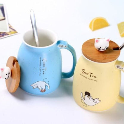 Cute Ceramic Cat Mug with Lid - Dishwasher & Microwave Safe-Cat Mug-2-Colydia