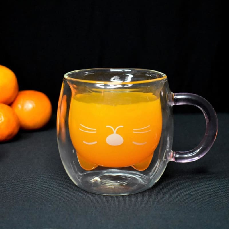 Double-Walled Glass Cat Mug - Cute, Durable & 230ml Capacity-Cat Mug-Cute cat glass-1-Colydia