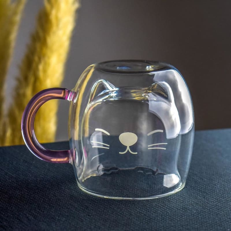 Double-Walled Glass Cat Mug - Cute, Durable & 230ml Capacity-Cat Mug-Cute cat glass-3-Colydia