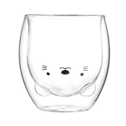 Cute Transparent Glass Cat Coffee Mug – Adorable Whisker Design-Cat Coffee Mug-Reverse Cat-360ml-2-Colydia