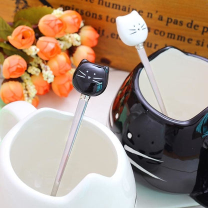 Charming Ceramic Cat Mug with Matching Spoon | Dishwasher Safe-Ceramic Cat Mug Set-2-Colydia