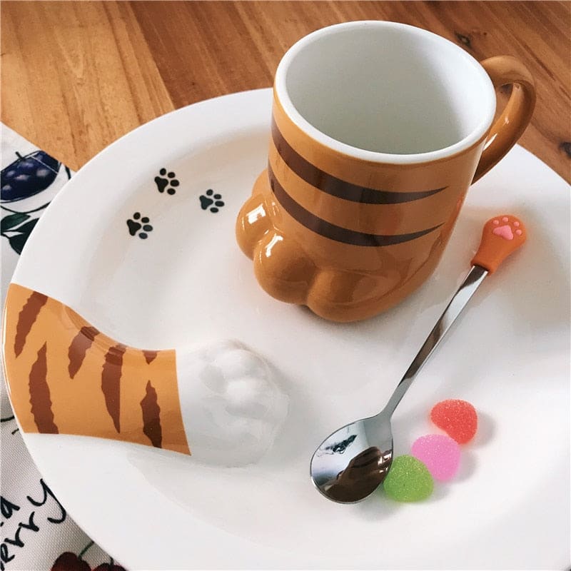 Adorable Cat Paw Ceramic Mug with Pink PAWASKAT™ Paw Pads-Cat-themed Ceramic Mug-4-Colydia