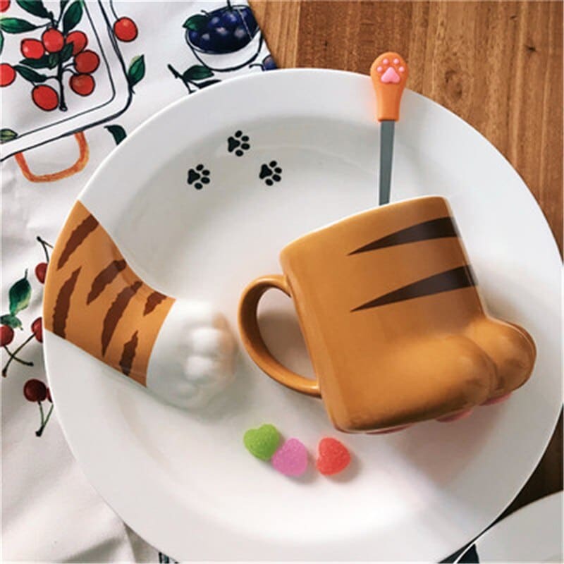 Adorable Cat Paw Ceramic Mug with Pink PAWASKAT™ Paw Pads-Cat-themed Ceramic Mug-5-Colydia