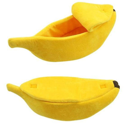 Cozy Banana Pet Bed with Privacy Lid for Small Pets - Plush Comfort-Pet Bed-4-Colydia