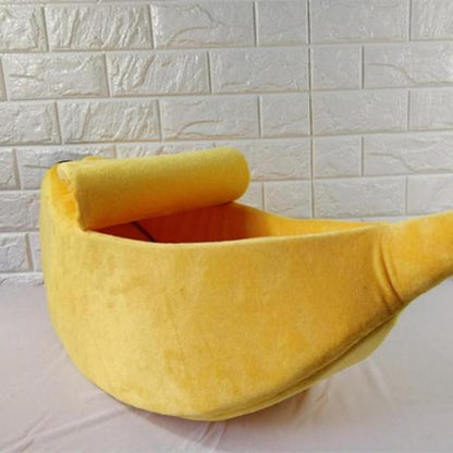 Cozy Banana Pet Bed with Privacy Lid for Small Pets - Plush Comfort-Pet Bed-3-Colydia