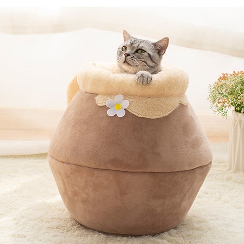 Cozy 3-in-1 Cat Bed in Honey Pot Design with Cushion Included-Cat Bed-2-Colydia