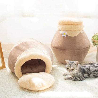 Cozy 3-in-1 Cat Bed in Honey Pot Design with Cushion Included-Cat Bed-1-Colydia