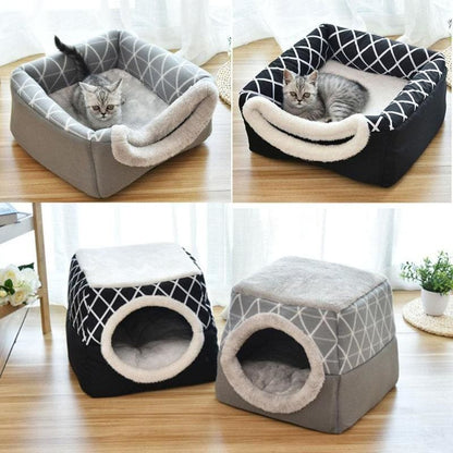 Cozy Cat Igloo Bed for Indoor Comfort - Plush & Insulated Design-Cat Bed-1-Colydia