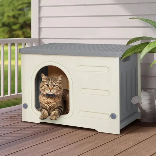 Durable Weatherproof Cat Shelter with Elevated Floor Design-Cat Shelter-1-Colydia