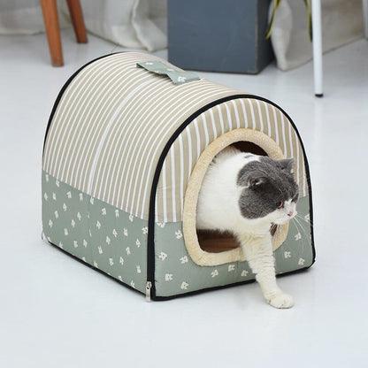 Cozy Cat House Bed with Convertible Design & Easy Clean Zip Closure-Cat House Bed-1-Colydia