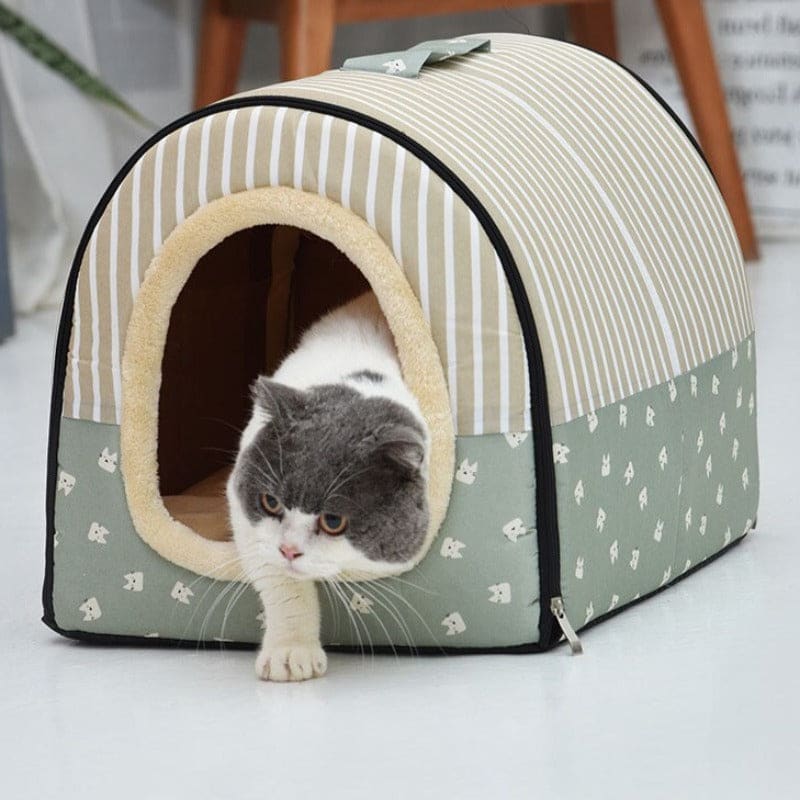 Cozy Cat House Bed with Convertible Design & Easy Clean Zip Closure-Cat House Bed-2-Colydia