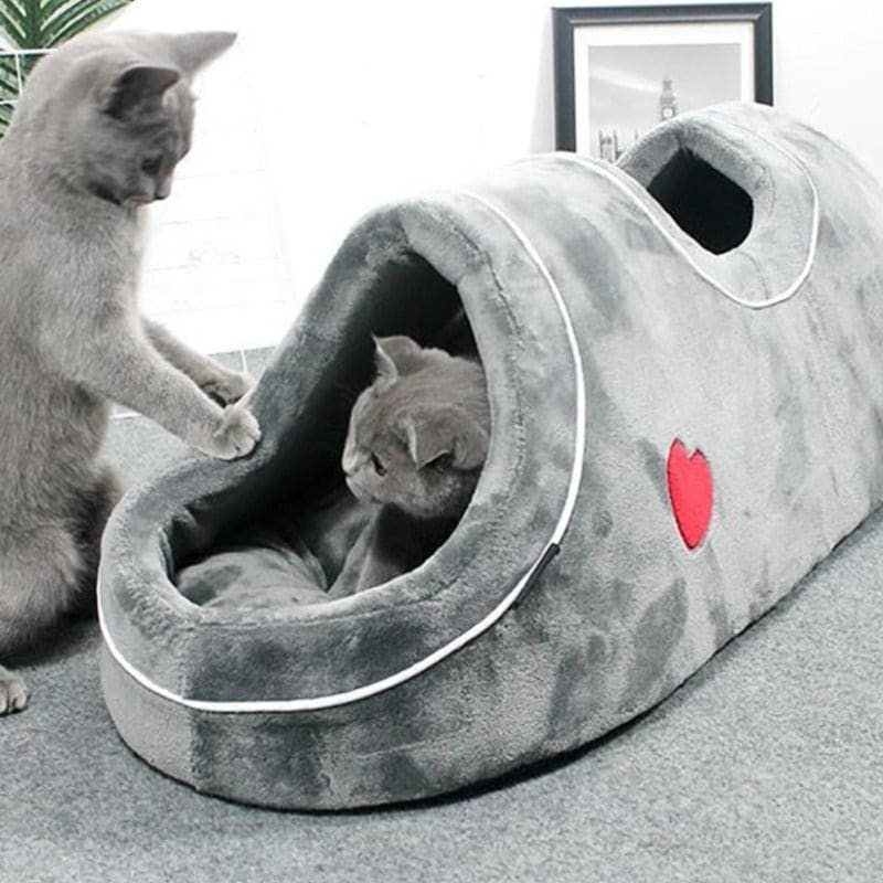 Cozy 2-in-1 Cat Tunnel with Cushion | Bed & Hideaway Feature-Pet Bed & Tunnel-2-Colydia