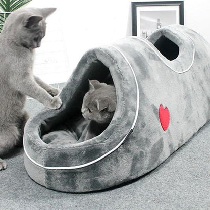 Cozy 2-in-1 Cat Tunnel with Cushion | Bed & Hideaway Feature-Pet Bed & Tunnel-2-Colydia