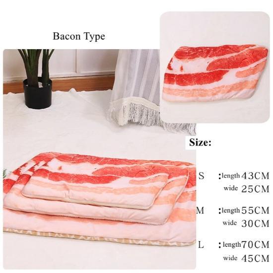 Plush Pizza & Bacon Pet Bed Mat – Soft, Cute, Cozy Comfort Blanket-Pet Bed Mat-4-Colydia