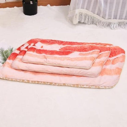 Plush Pizza & Bacon Pet Bed Mat – Soft, Cute, Cozy Comfort Blanket-Pet Bed Mat-Bacon mat-S-7-Colydia