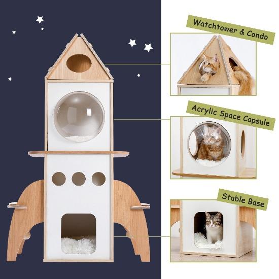 Space Adventure Rocket Cat Tree for 3 Cats - Durable & Easy Clean-Cat Tree-6-Colydia