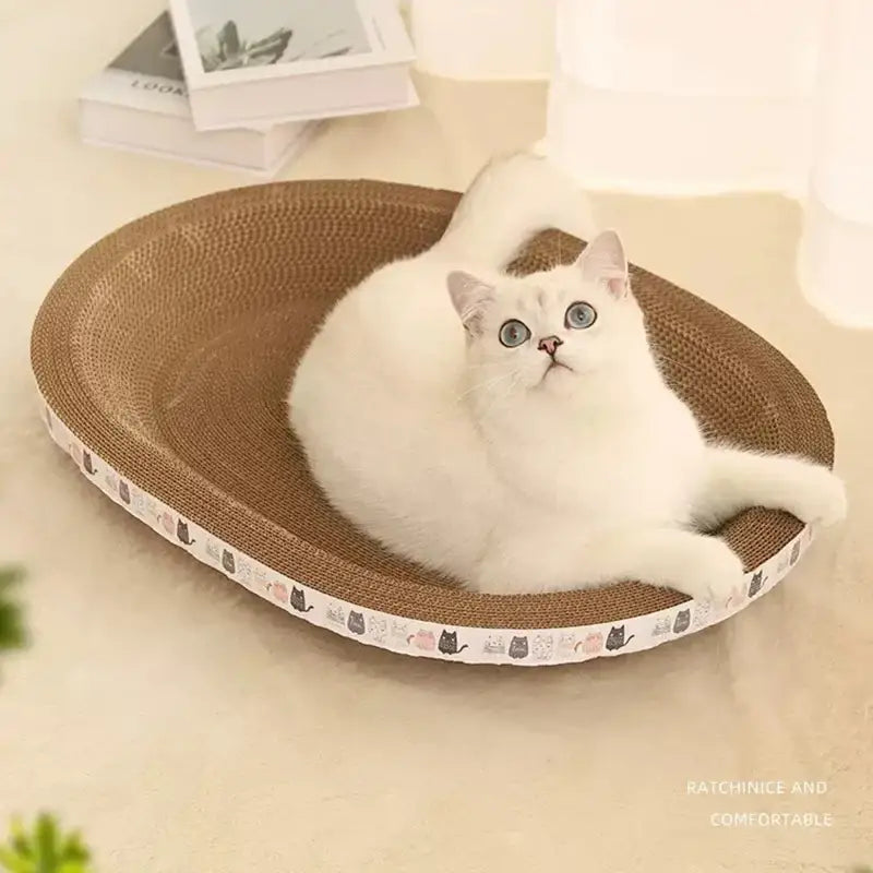 Multifunctional Cardboard Cat Basket with Scratching Post & Comfort-Cat Basket with Scratching Post-1-Colydia