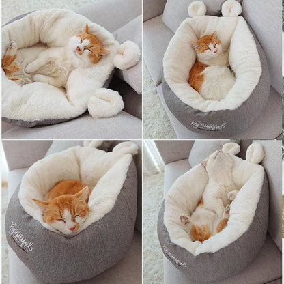 Cozy Wool Cat Basket with Raised Edges for Secure Pet Naps-Pet Bed-52x52x32cm (M)-3-Colydia