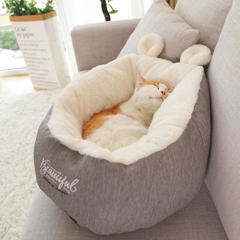 Cozy Wool Cat Basket with Raised Edges for Secure Pet Naps-Pet Bed-52x52x32cm (M)-1-Colydia