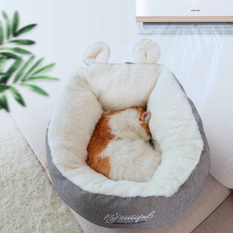 Cozy Wool Cat Basket with Raised Edges for Secure Pet Naps-Pet Bed-52x52x32cm (M)-4-Colydia