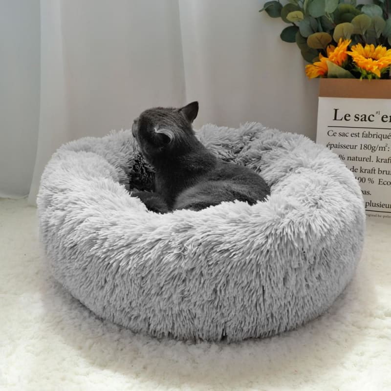 Cozy Donut Cat Bed for Anxious Pets - Plush, Self-Heating Design-Pet Bed-2-Colydia