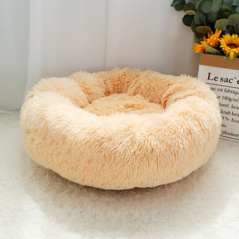 Cozy Donut Cat Bed for Anxious Pets - Plush, Self-Heating Design-Pet Bed-Apricot-50 cm-4-Colydia