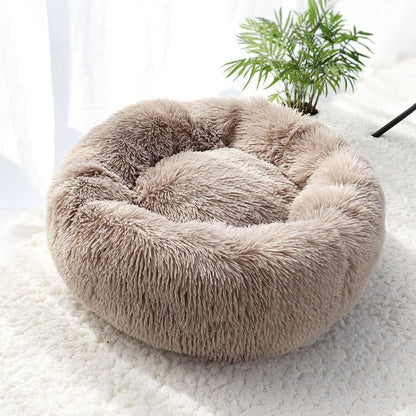 Cozy Donut Cat Bed for Anxious Pets - Plush, Self-Heating Design-Pet Bed-Brown-50 cm-3-Colydia