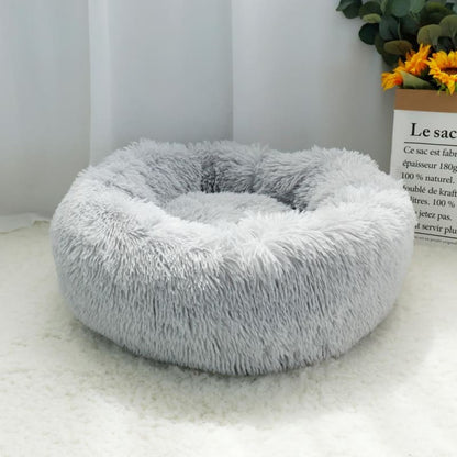 Cozy Donut Cat Bed for Anxious Pets - Plush, Self-Heating Design-Pet Bed-Light Gray-50 cm-7-Colydia