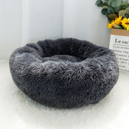 Cozy Donut Cat Bed for Anxious Pets - Plush, Self-Heating Design-Pet Bed-Dark Gray-50 cm-6-Colydia