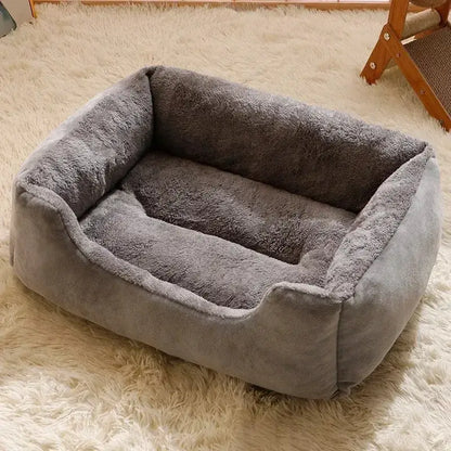 Cozy Plush Cat Bed with PP Cotton, Non-Slip Base, Multiple Sizes-Cat Bed-Gray-S (45x30 cm)-4-Colydia