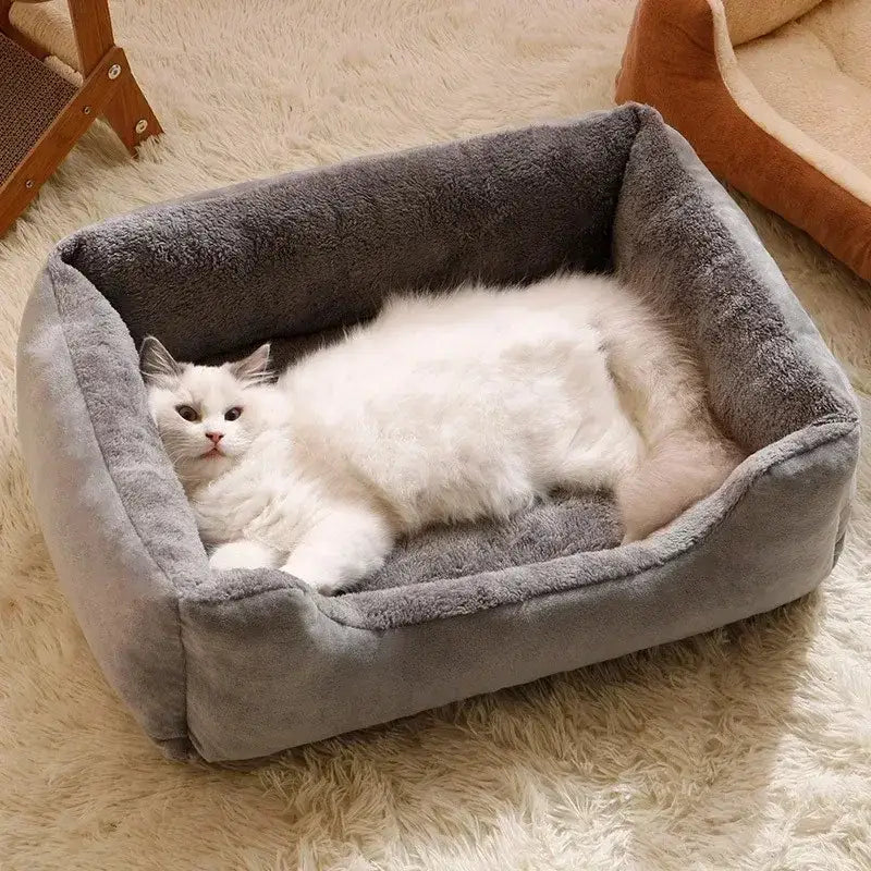 Cozy Plush Cat Bed with PP Cotton, Non-Slip Base, Multiple Sizes-Cat Bed-2-Colydia