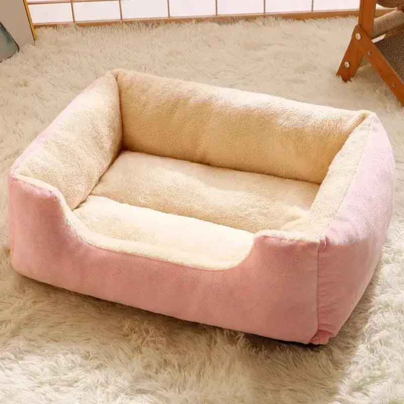 Cozy Plush Cat Bed with PP Cotton, Non-Slip Base, Multiple Sizes-Cat Bed-Pink-S (45x30 cm)-5-Colydia