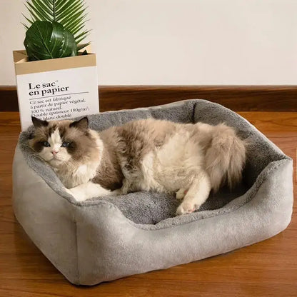 Cozy Plush Cat Bed with PP Cotton, Non-Slip Base, Multiple Sizes-Cat Bed-1-Colydia