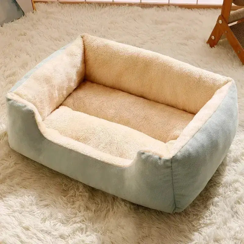 Cozy Plush Cat Bed with PP Cotton, Non-Slip Base, Multiple Sizes-Cat Bed-Green-S (45x30 cm)-6-Colydia