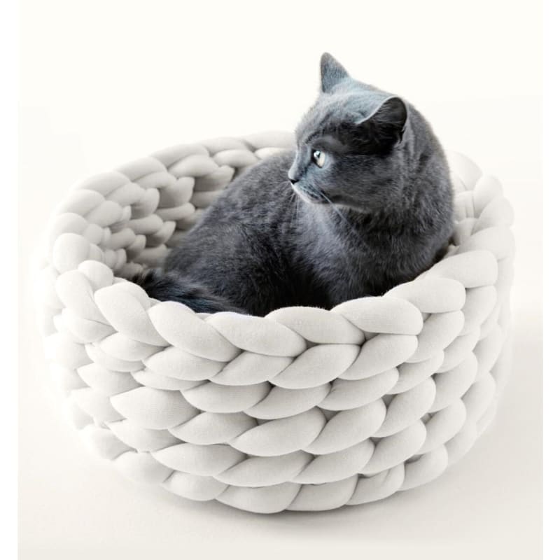 Cozy Woven Cotton Cat Basket - Soft, Stylish Bed for Cats-Cat Bed-5-Colydia