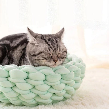 Cozy Woven Cotton Cat Basket - Soft, Stylish Bed for Cats-Cat Bed-3-Colydia