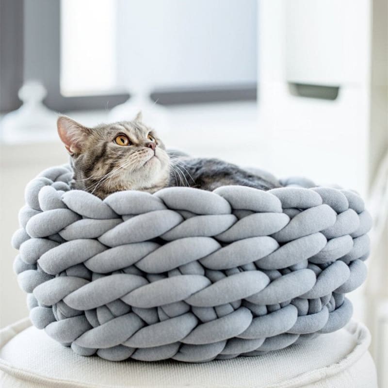 Cozy Woven Cotton Cat Basket - Soft, Stylish Bed for Cats-Cat Bed-6-Colydia