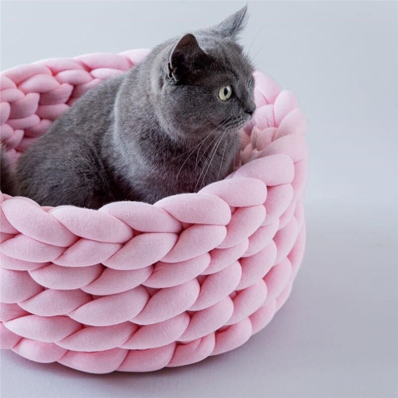 Cozy Woven Cotton Cat Basket - Soft, Stylish Bed for Cats-Cat Bed-4-Colydia