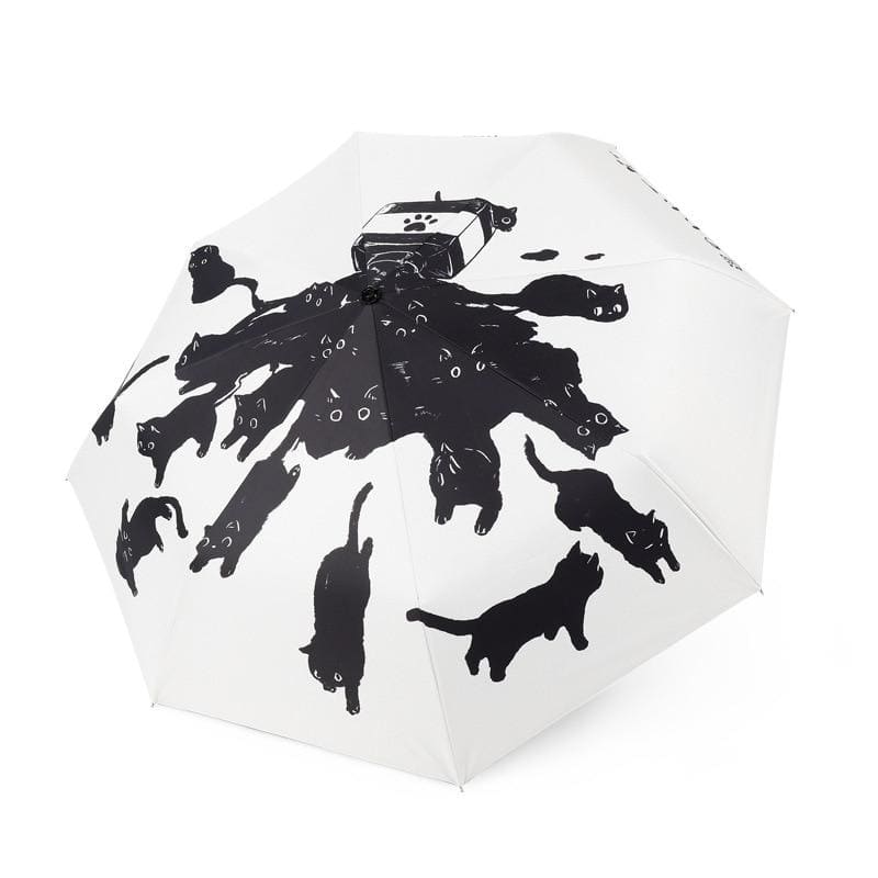 Stylish Black and White Cat Umbrella with Automatic Opening-Umbrella-OILKAT™ Umbrella-3-Colydia