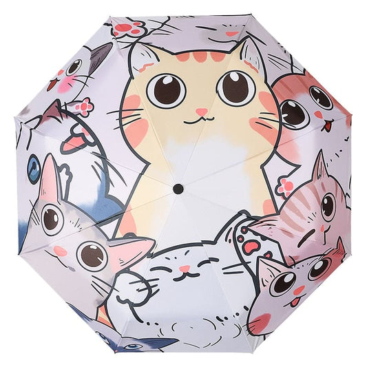 Kawaii Cat Pattern Kids Umbrella - Compact, Lightweight, Auto-Open-Kids Umbrella-1-Colydia