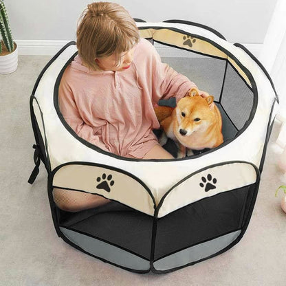 Portable Cat Playpen with Mesh Panels for Kittens and Travel Use-Cat Playpen-4-Colydia