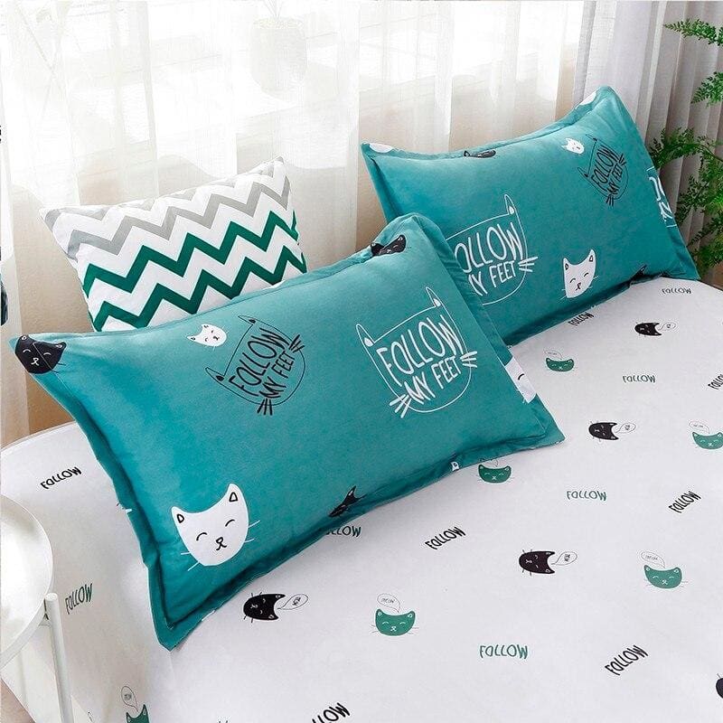 Reversible Cat Pattern Bedding Set with Hidden Zipper - Various Sizes-Bedding Set-2-Colydia