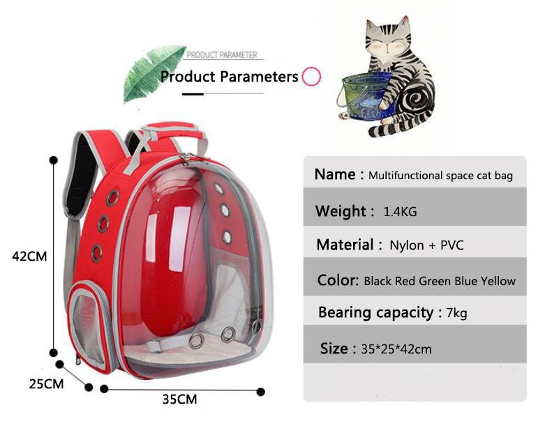 Transparent Pet Carrier Backpack with Leash and Mesh Panels-Pet Carrier Backpack-10-Colydia