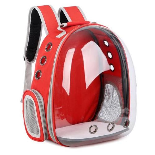 Transparent Pet Carrier Backpack with Leash and Mesh Panels-Pet Carrier Backpack-Red-12-Colydia