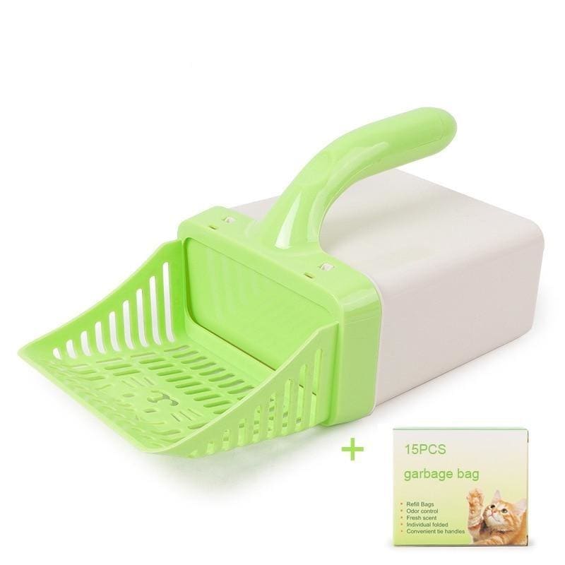 Extra Wide Plastic Cat Litter Scoop with Bags - Easy Sifting-Cat Litter Scoop-Green + 15 bags-4-Colydia