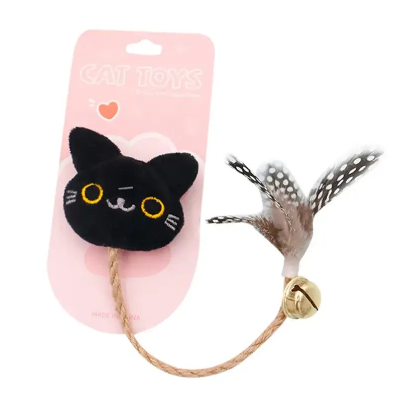 Interactive Catnip Plush Toy with Bell & Feather for Active Cats-Interactive Cat Toy-Black Cat-7-Colydia