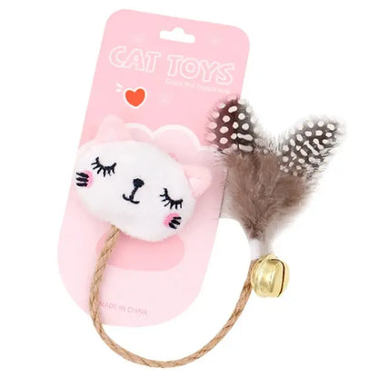 Interactive Catnip Plush Toy with Bell & Feather for Active Cats-Interactive Cat Toy-White Cat-9-Colydia