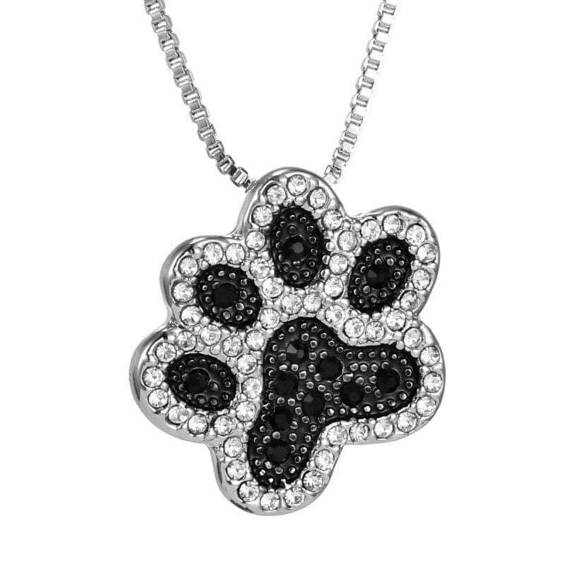 Stunning Rhinestone Cat Paw Pendant Necklace with Chic Design-Cat Paw Pendant Necklace-Black Paw-1-Colydia