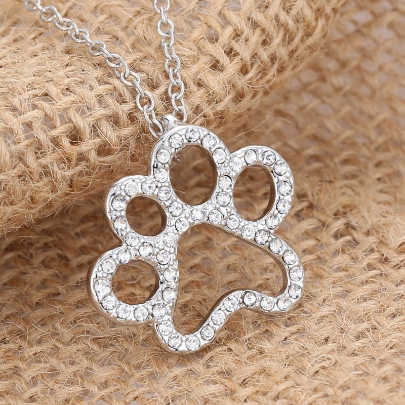 Stunning Rhinestone Cat Paw Pendant Necklace with Chic Design-Cat Paw Pendant Necklace-11-Colydia